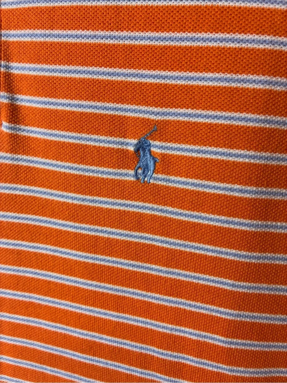 Polo Ralph Lauren Boys Large 16/18 Orange Striped Polo Shirt